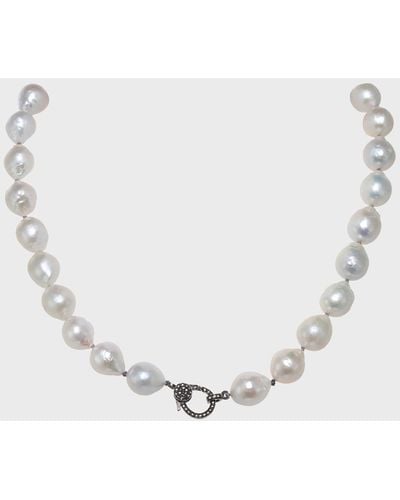 Margo Morrison Small Baroque Pearl Necklace With Diamond Clasp, 10-12Mm, 18"L - Natural