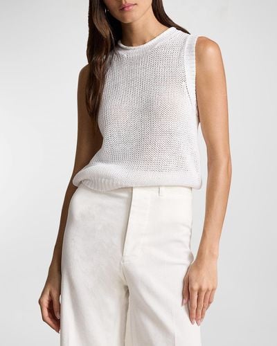 Polo Ralph Lauren Linen-Cotton Sleeveless Sweater Tank - White