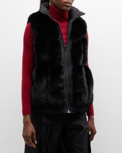 Kelli Kouri Reversible Faux Fur Puffer Vest - Black