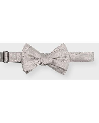 Paul Stuart Self-Tie Silk Paisley Bow Tie - Metallic