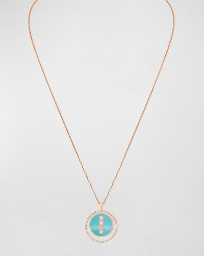 Messika Lucky Move 18k Rose Gold Turquoise Pendant Necklace - White