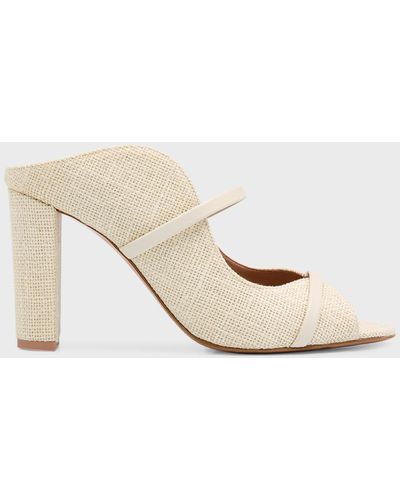 Malone Souliers Norah Raffia Two-Band Slide Sandals - Natural