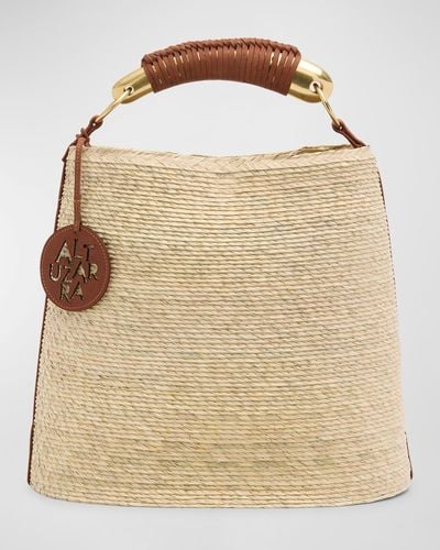Altuzarra Watermill Straw Metal Top-Handle Bag - Natural