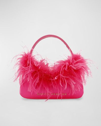 Sophia Webster Dusty Mini Faux Feather Hobo Bag - Pink