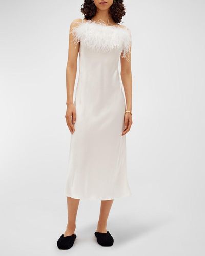 Sleeper Boheme Lace-Trim Slip Dress - White
