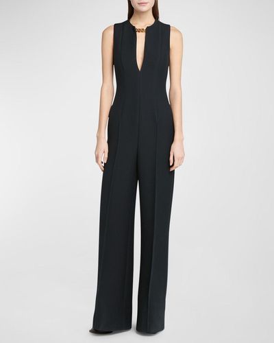 Stella McCartney Tailored Jumpsuit With Chain Detail - Blue
