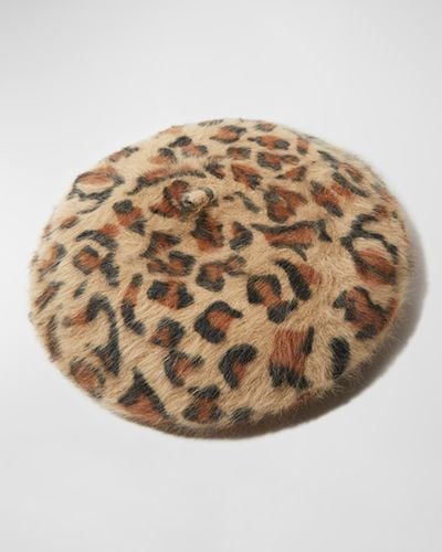 Lele Sadoughi Leopard-print Wool Felt Beret - Natural