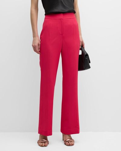 Tahari The Tiffany Mid-Rise Flare-Leg Twill Pants - Red