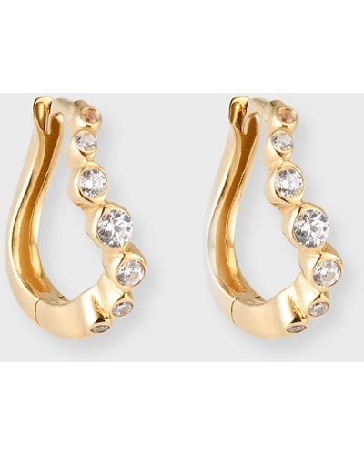 STONE AND STRAND Bubbly Diamond Wave Huggie Hoop Earrings - Metallic