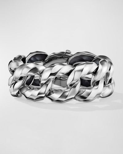 David Yurman 23mm Cable Edge Link Chain Bracelet In Recycled Sterling Silver - Metallic