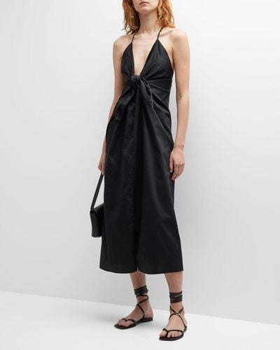 Mara Hoffman Lolita Tie-Front Midi Dress - Black