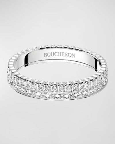 Boucheron Quatre 18k White Gold Radiant Edition Diamond Band Ring - Metallic