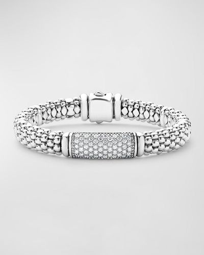 Lagos Pavé Diamond And Sterling Caviar Bead 9Mm Rope Bracelet - Metallic
