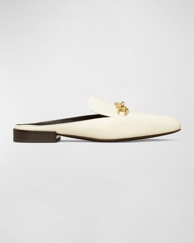 Tory Burch Jessa Leather Bit Chain Loafer Mules - White
