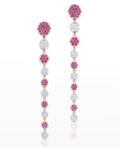 Andreoli Rose Gold Diamond And Ruby Earrings - Pink