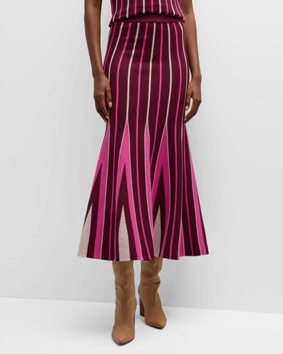 Gabriela Hearst Aegina Striped-knit Fit-&-flare Maxi Skirt - Red