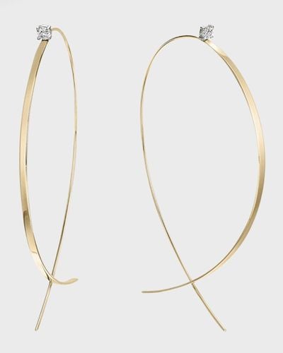 Lana Jewelry Solo Large Flat Upside Down Hoop Earrings With Diamonds, 60Mm - Natural