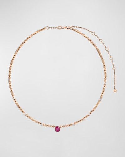Krisonia 18k Rose Gold Diamond And Ruby Necklace - Natural
