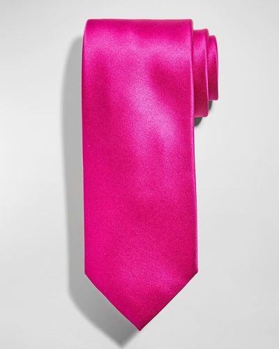 Stefano Ricci Solid Silk Satin Tie - Pink