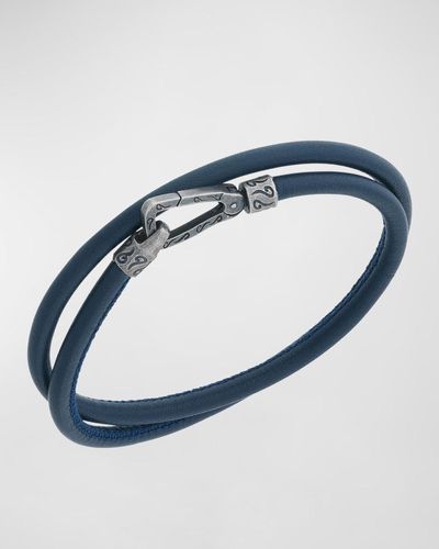 Marco Dal Maso Leather Double-wrap Bracelet, Blue