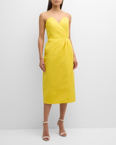 Carolina Herrera Twist-Front Sheath Dress With Slit - Yellow