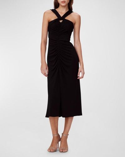 Diane von Furstenberg Neely Ruched Cutout Jersey Midi Dress - Black