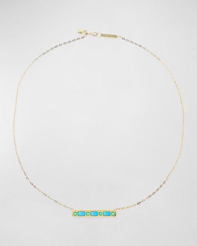 Stevie Wren The Best Friend 18k Emerald & Turquoise Inlay Bar Necklace - White