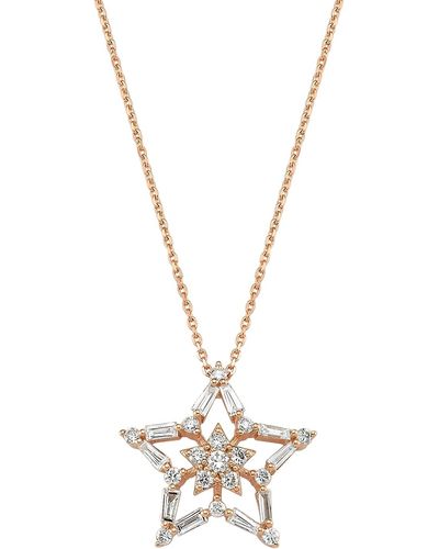 BeeGoddess 14k Rose Gold Sirius Star Diamond Pendant Necklace - Metallic