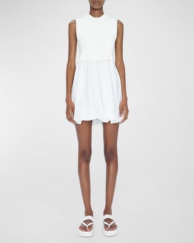 Jonathan Simkhai Josey Sleeveless Bubble-Skirt Mini Dress - White
