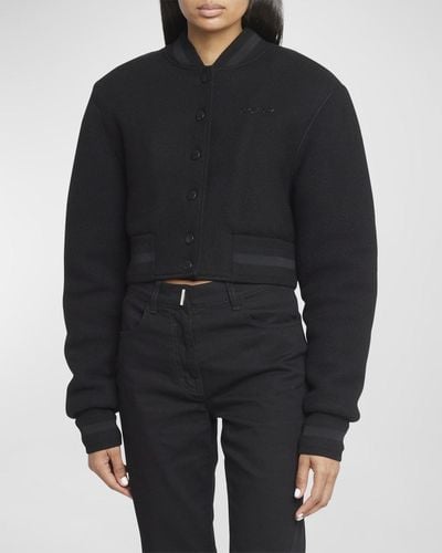 Givenchy Logo-Embellished Wool Crop Bomber Jacket - Black