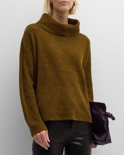 Eileen Fisher Missy Organic Cotton Chenille Turtleneck Sweater - Green