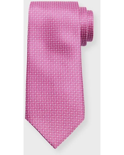 Stefano Ricci Silk Micro-geometric Tie - Pink