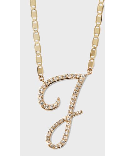 Lana Jewelry 14k Malibu Diamond Initial Necklace - Metallic