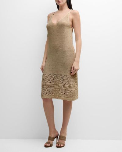 Eleventy Crochet-Knit Mini Dress - Natural
