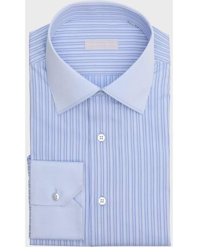 Stefano Ricci Cotton Tonal Stripe Dress Shirt - Blue