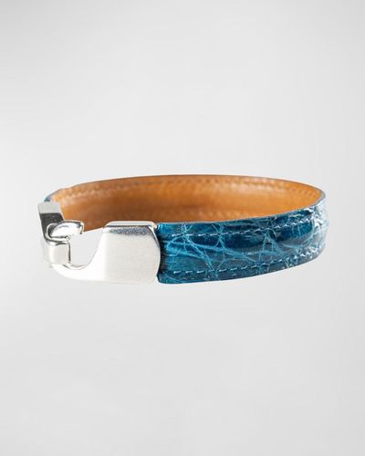 Abas Alligator Leather Bracelet - Blue