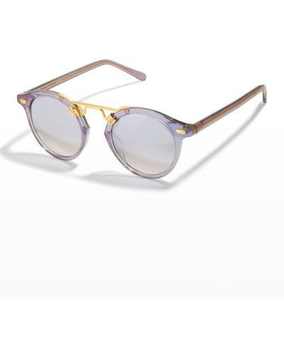Krewe St. Louis Round Mirrored Sunglasses - Metallic