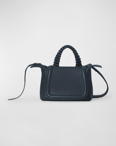 Callista Mini Grained Leather Top-Handle Bag - Blue