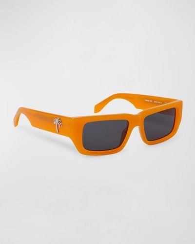Palm Angels Sutter Acetate Rectangle Sunglasses - Orange