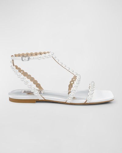 Badgley Mischka Cami Dome Stud T-Strap Sandals - White