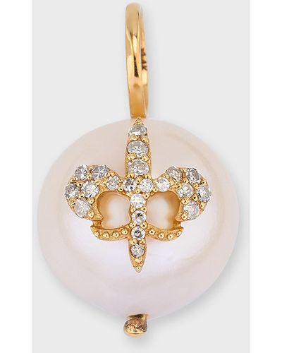 Kastel Jewelry Diamond Fleur De Lis Freshwater Pearl Pendant - White
