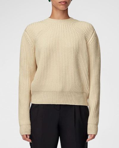 Another Tomorrow Recycled Cashmere Rib Sweater - Natural
