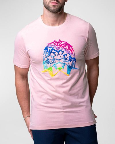 Maceoo Neon Embroidered T-shirt - Pink