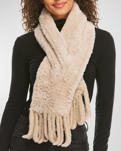 Fabulous Furs Knitted Faux Fur Fringe Scarf - Natural