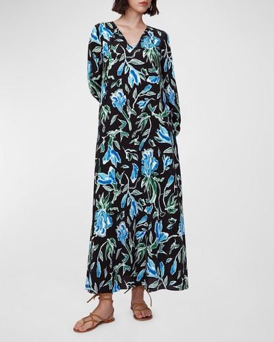 Diane von Furstenberg Vandy Floral-Print A-Line Maxi Dress - Blue