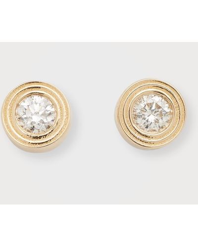 Sydney Evan Fluted 14K And Diamond Stud Earrings - Metallic
