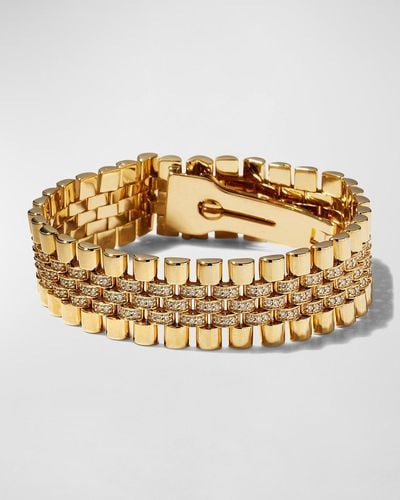 Heera Moti Yellow Gold 5-row Center Pave Diamond Bracelet - Metallic