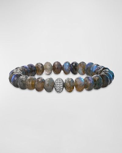 Sheryl Lowe Labradorite Beaded Bracelet With Diamonds - Blue