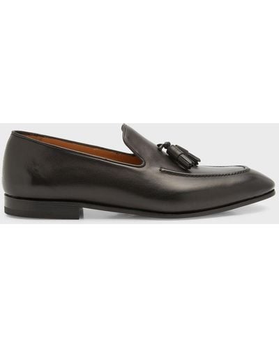 Paul Stuart Charleston Leather Tassel Loafers - Black