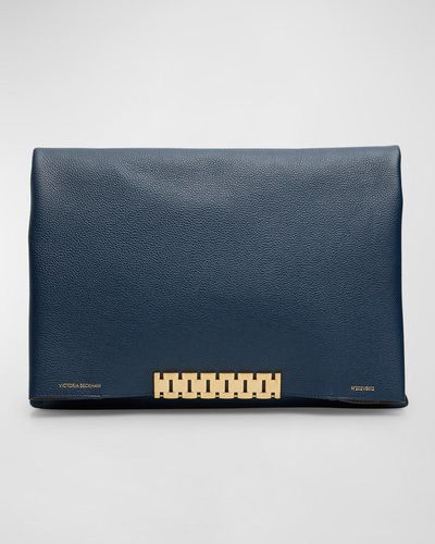 Victoria Beckham Jumbo Chain Pouch Clutch Bag - Blue